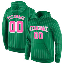 Load image into Gallery viewer, Custom Stitched Kelly Green White Pinstripe Pink-White Sports Pullover Sweatshirt Hoodie
