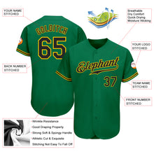 Load image into Gallery viewer, Custom Kelly Green Black-Gold Authentic Baseball Jersey
