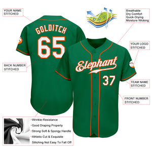 Custom Kelly Green White-Orange Authentic Baseball Jersey