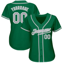 Load image into Gallery viewer, Custom Kelly Green Gray-White Authentic Baseball Jersey
