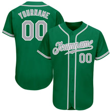 Load image into Gallery viewer, Custom Kelly Green Gray-White Authentic Baseball Jersey
