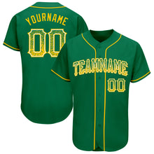 Load image into Gallery viewer, Custom Kelly Green Gold-White Authentic Drift Fashion Baseball Jersey
