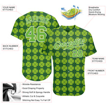 Load image into Gallery viewer, Custom Kelly Green Neon Green-White 3D Pattern Design Authentic St. Patrick&#39;s Day Baseball Jersey

