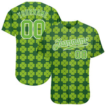 Load image into Gallery viewer, Custom Kelly Green Neon Green-White 3D Pattern Design Authentic St. Patrick&#39;s Day Baseball Jersey
