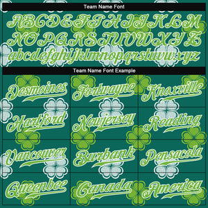 Custom Kelly Green Neon Green-White 3D Pattern Design Authentic St. Patrick's Day Baseball Jersey