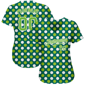 Custom Kelly Green Neon Green-White 3D Pattern Design Authentic St. Patrick's Day Baseball Jersey