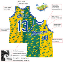 Load image into Gallery viewer, Custom Kelly Green Royal-Gold 3D Pattern Design Palm Trees Authentic Basketball Jersey
