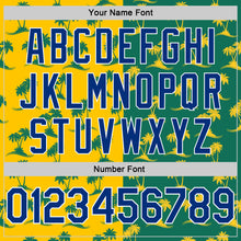 Load image into Gallery viewer, Custom Kelly Green Royal-Gold 3D Pattern Design Palm Trees Authentic Basketball Jersey
