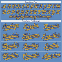 Load image into Gallery viewer, Custom Light Blue Old Gold-Royal Authentic Baseball Jersey
