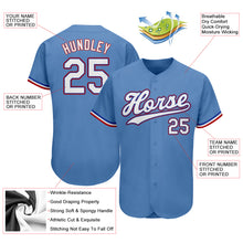Load image into Gallery viewer, Custom Light Blue White-Red Authentic Baseball Jersey

