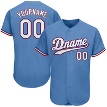 Load image into Gallery viewer, Custom Light Blue White-Red Authentic Baseball Jersey
