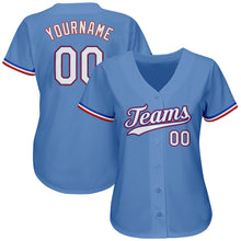 Load image into Gallery viewer, Custom Light Blue White-Red Authentic Baseball Jersey
