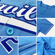 Load image into Gallery viewer, Custom Light Blue White-Red Authentic Baseball Jersey
