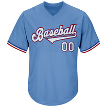 Load image into Gallery viewer, Custom Light Blue White-Red Authentic Throwback Rib-Knit Baseball Jersey Shirt
