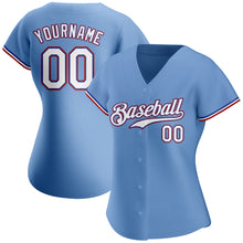 Load image into Gallery viewer, Custom Light Blue White-Red Authentic Baseball Jersey
