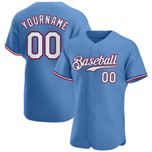 Load image into Gallery viewer, Custom Light Blue White-Red Authentic Baseball Jersey
