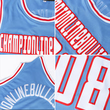 Load image into Gallery viewer, Custom Light Blue White-Red Authentic Throwback Basketball Jersey
