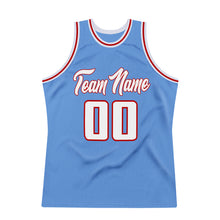 Load image into Gallery viewer, Custom Light Blue White-Red Authentic Throwback Basketball Jersey
