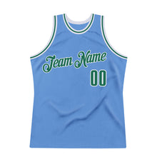 Load image into Gallery viewer, Custom Light Blue Kelly Green-White Authentic Throwback Basketball Jersey
