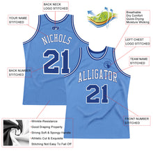 Load image into Gallery viewer, Custom Light Blue Royal-White Authentic Throwback Basketball Jersey
