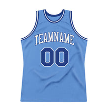 Load image into Gallery viewer, Custom Light Blue Royal-White Authentic Throwback Basketball Jersey
