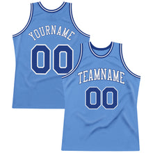 Load image into Gallery viewer, Custom Light Blue Royal-White Authentic Throwback Basketball Jersey
