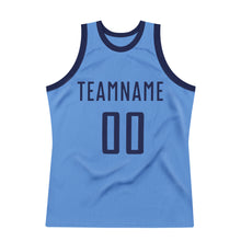 Load image into Gallery viewer, Custom Light Blue Navy Authentic Throwback Basketball Jersey

