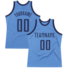 Load image into Gallery viewer, Custom Light Blue Navy Authentic Throwback Basketball Jersey
