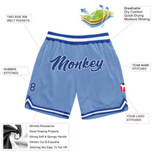 Load image into Gallery viewer, Custom Light Blue Royal-White Authentic Throwback Basketball Shorts
