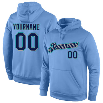 Custom Stitched Light Blue Navy-Aqua Sports Pullover Sweatshirt Hoodie