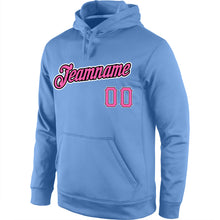 Load image into Gallery viewer, Custom Stitched Light Blue Pink-Black Sports Pullover Sweatshirt Hoodie
