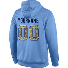 Load image into Gallery viewer, Custom Stitched Light Blue Camo-Navy Sports Pullover Sweatshirt Hoodie
