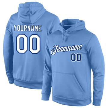 Custom Stitched Light Blue White-Royal Sports Pullover Sweatshirt Hoodie