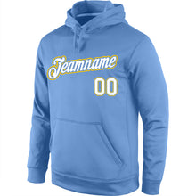 Load image into Gallery viewer, Custom Stitched Light Blue White-Gold Sports Pullover Sweatshirt Hoodie
