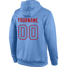 Load image into Gallery viewer, Custom Stitched Light Blue Light Blue-Red Sports Pullover Sweatshirt Hoodie
