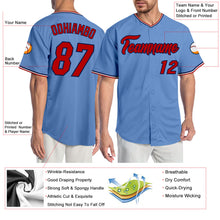 Load image into Gallery viewer, Custom Light Blue Red-Navy Authentic Baseball Jersey
