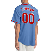 Load image into Gallery viewer, Custom Light Blue Red-White Authentic Baseball Jersey
