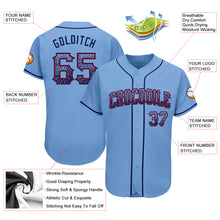 Load image into Gallery viewer, Custom Light Blue Navy-Red Authentic Drift Fashion Baseball Jersey
