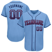 Load image into Gallery viewer, Custom Light Blue Navy-Red Authentic Drift Fashion Baseball Jersey
