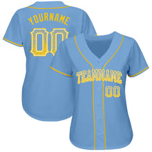Load image into Gallery viewer, Custom Light Blue Gold-White Authentic Drift Fashion Baseball Jersey
