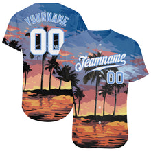 Load image into Gallery viewer, Custom Light Blue White-Light Blue 3D Pattern Design Palm Trees Authentic Baseball Jersey
