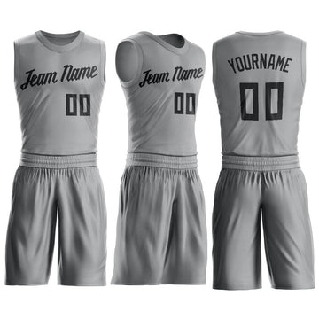 Custom Gray Black Round Neck Suit Basketball Jersey - Fcustom