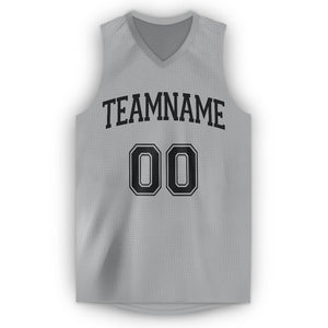 Custom Gray Black V-Neck Basketball Jersey - Fcustom