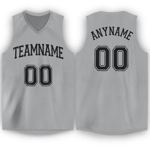 Custom Gray Black V-Neck Basketball Jersey - Fcustom