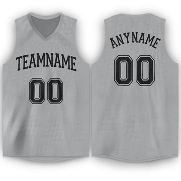 Custom Gray Black V-Neck Basketball Jersey - Fcustom