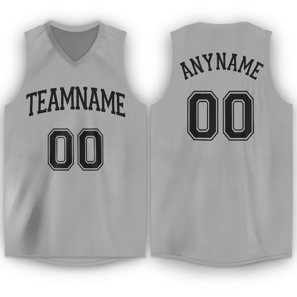 Custom Gray Black V-Neck Basketball Jersey - Fcustom