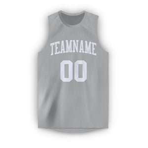 Custom Gray White Round Neck Basketball Jersey - Fcustom