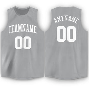 Custom Gray White Round Neck Basketball Jersey - Fcustom