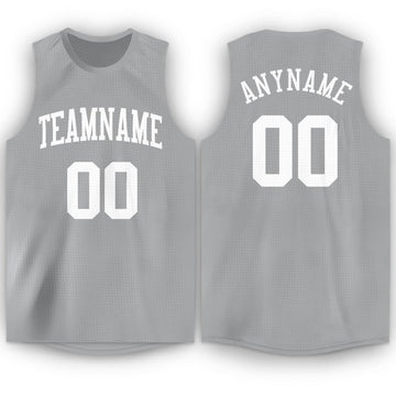Custom Gray White Round Neck Basketball Jersey - Fcustom
