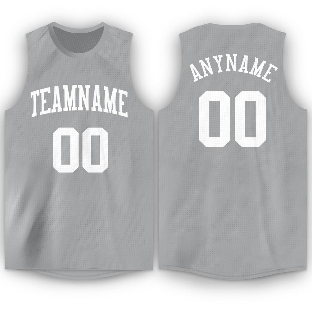 Custom Gray White Round Neck Basketball Jersey - Fcustom